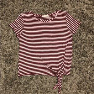 juniors striped tie front tee adult s